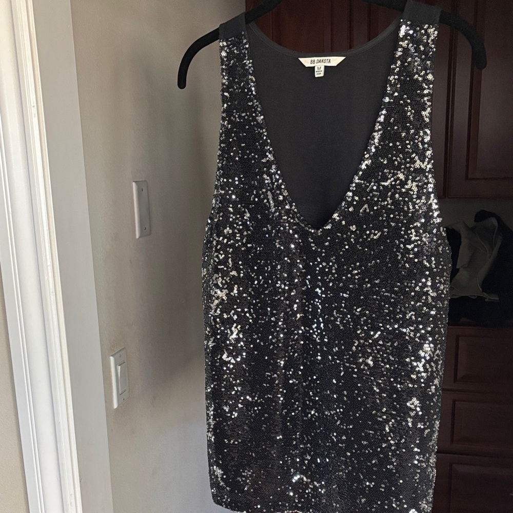 BB Dakota Black Sequin Tank Top